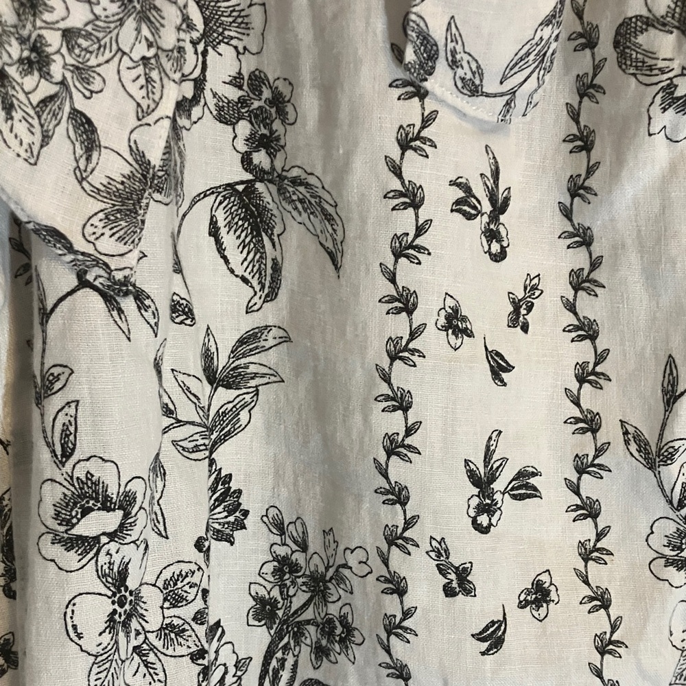 Joie 100% Linen Black and White Floral Wide Leg Pants - Picture 2 of 8